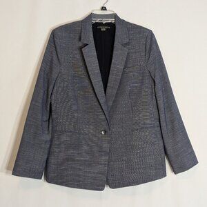 ANTONIO MELANI Variegated Blue, One Button, Lined Woven Blazer; Size 14